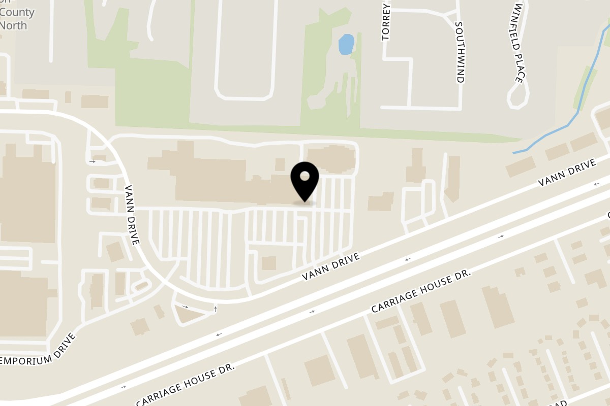 Map showing the location of 731 Sports Bar and Grill on 601 Vann Dr in Jackson
